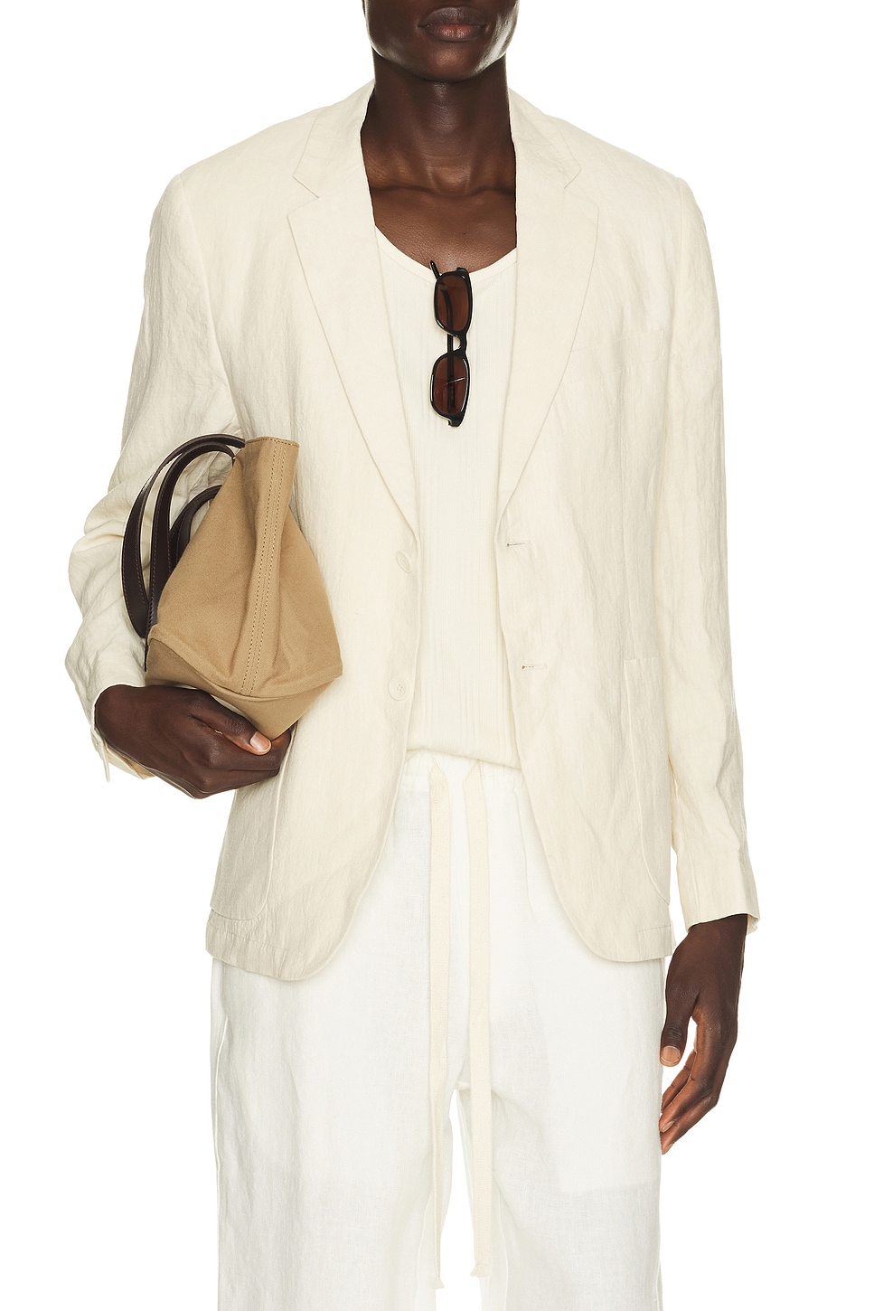 Percival Tailored Linen Blazer in Cream - Cream. 38 also