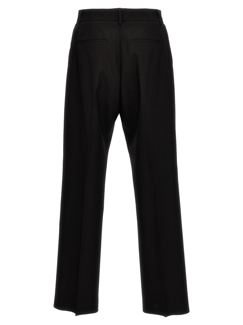 -Valentino Wool Pantaloni Nero-Uomo
