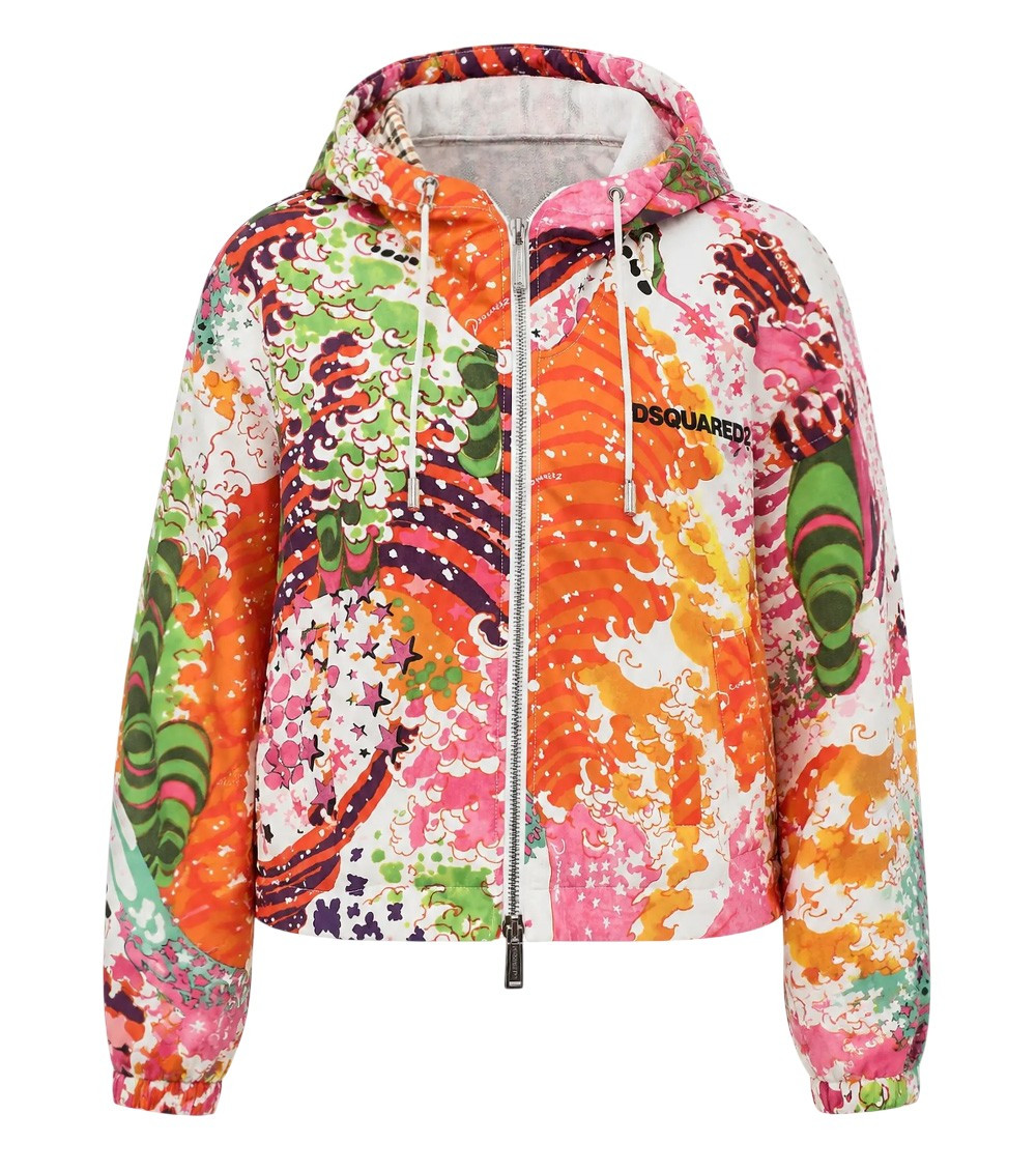 Multicolor Printed Hood Jacket