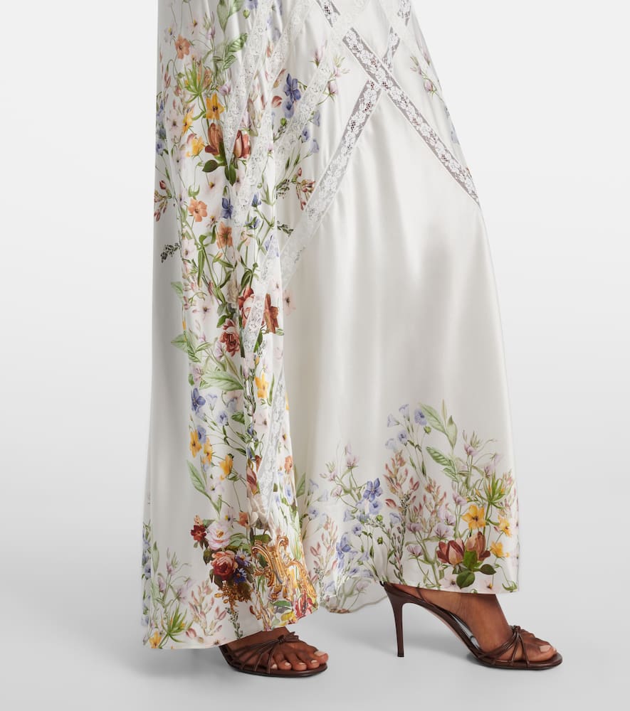Floral silk satin slip dress