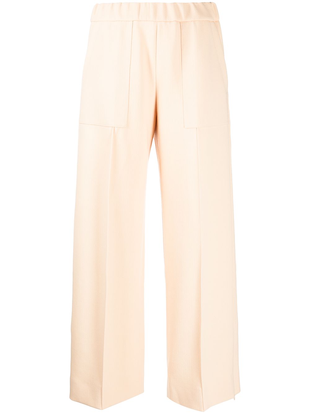 Wide-leg wool trousers - Neutrals