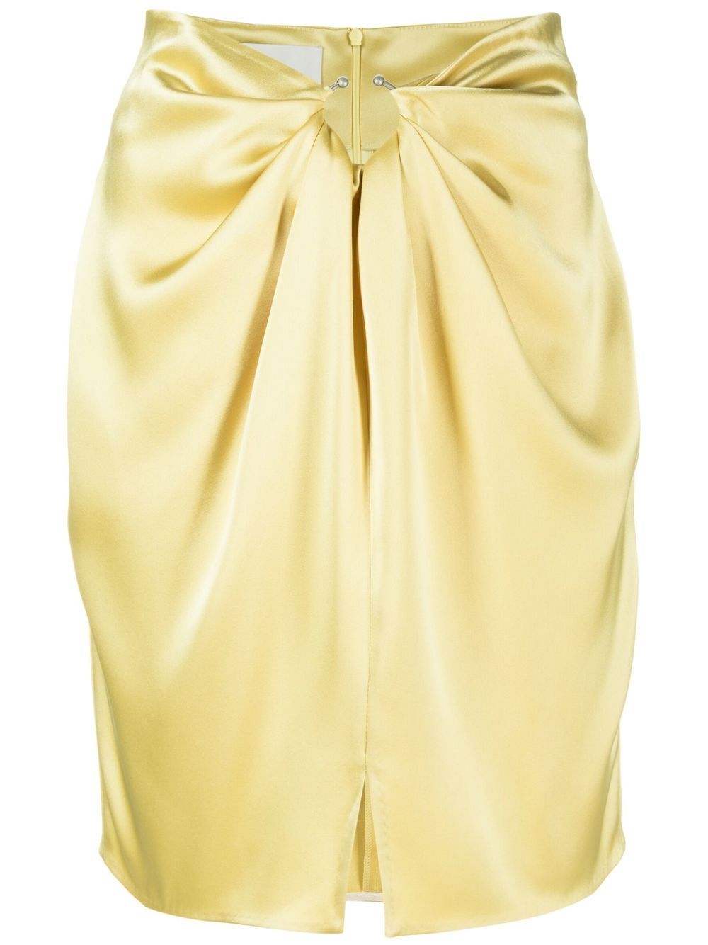 Draped satin mini skirt - Yellow