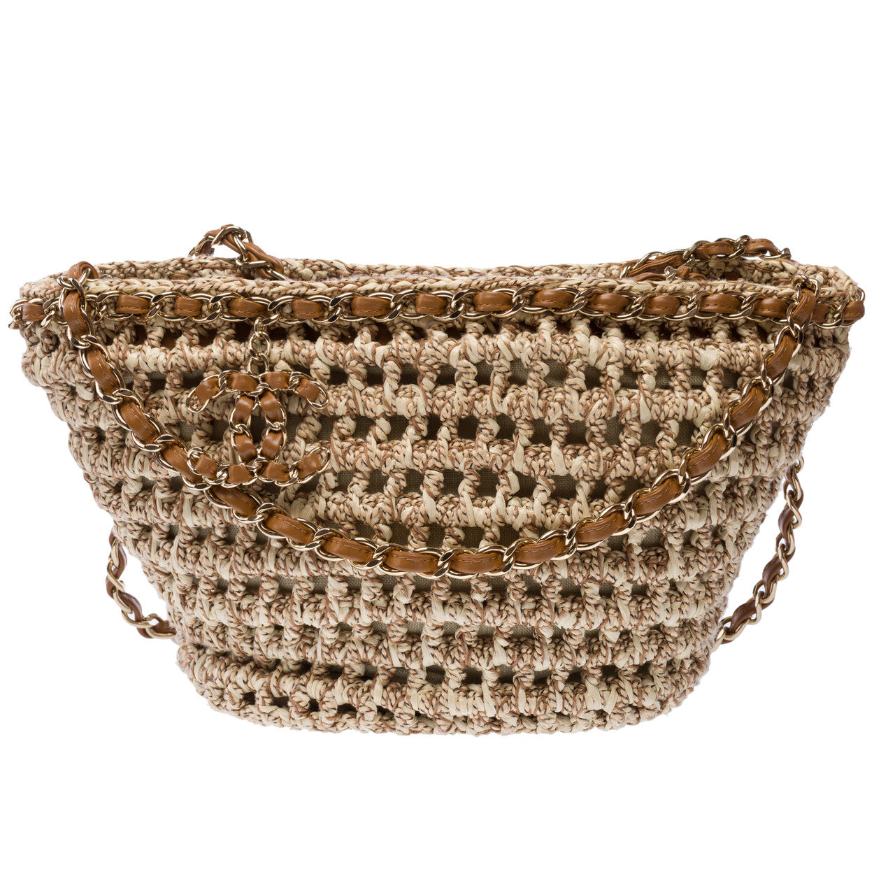 CC Crochet Tote Bag — Beige and Camel