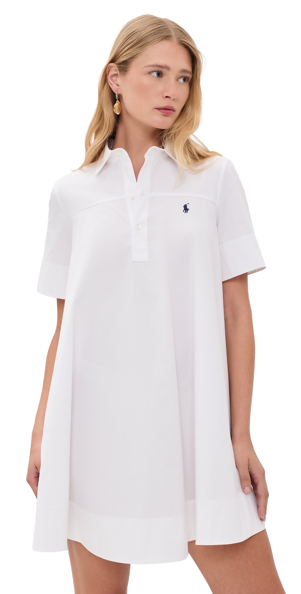 Super Poplin Collared Short Sleeve Dress White