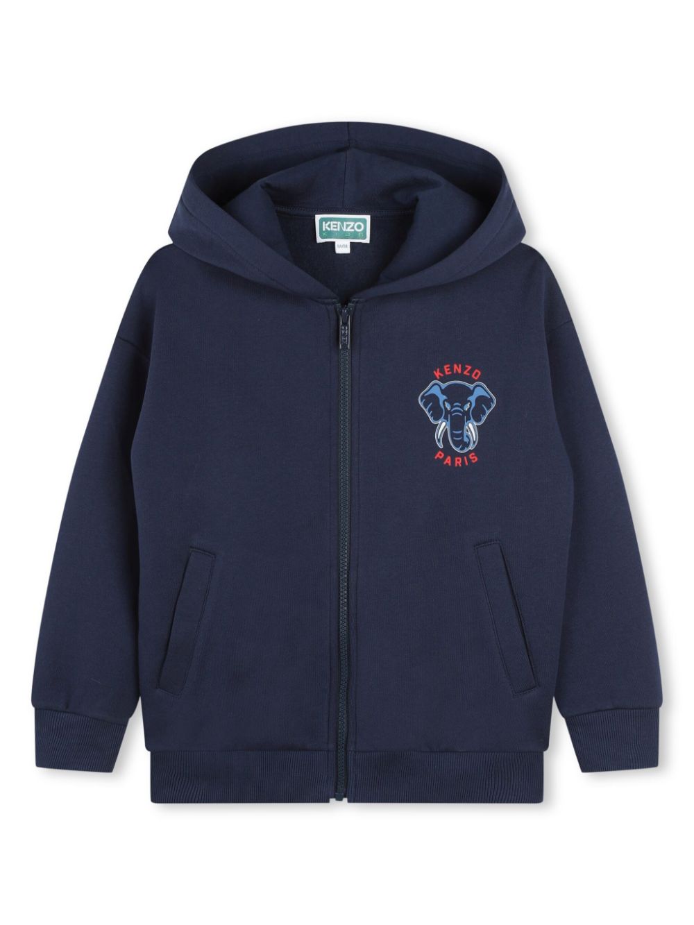 Elephant-print zip-up hoodie - Blue