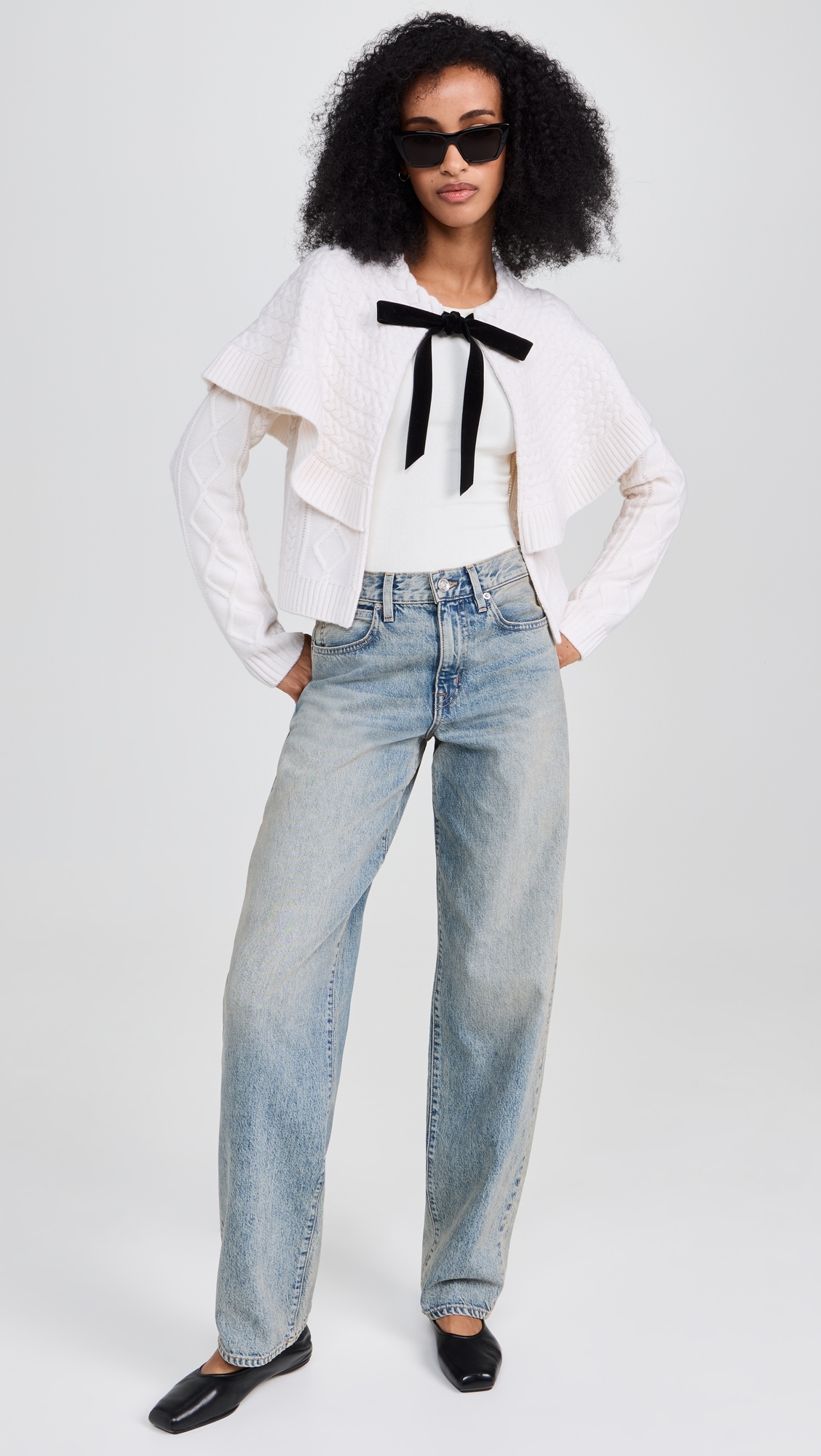 Caleb Cable Knit Tie Front Cardigan Ivory