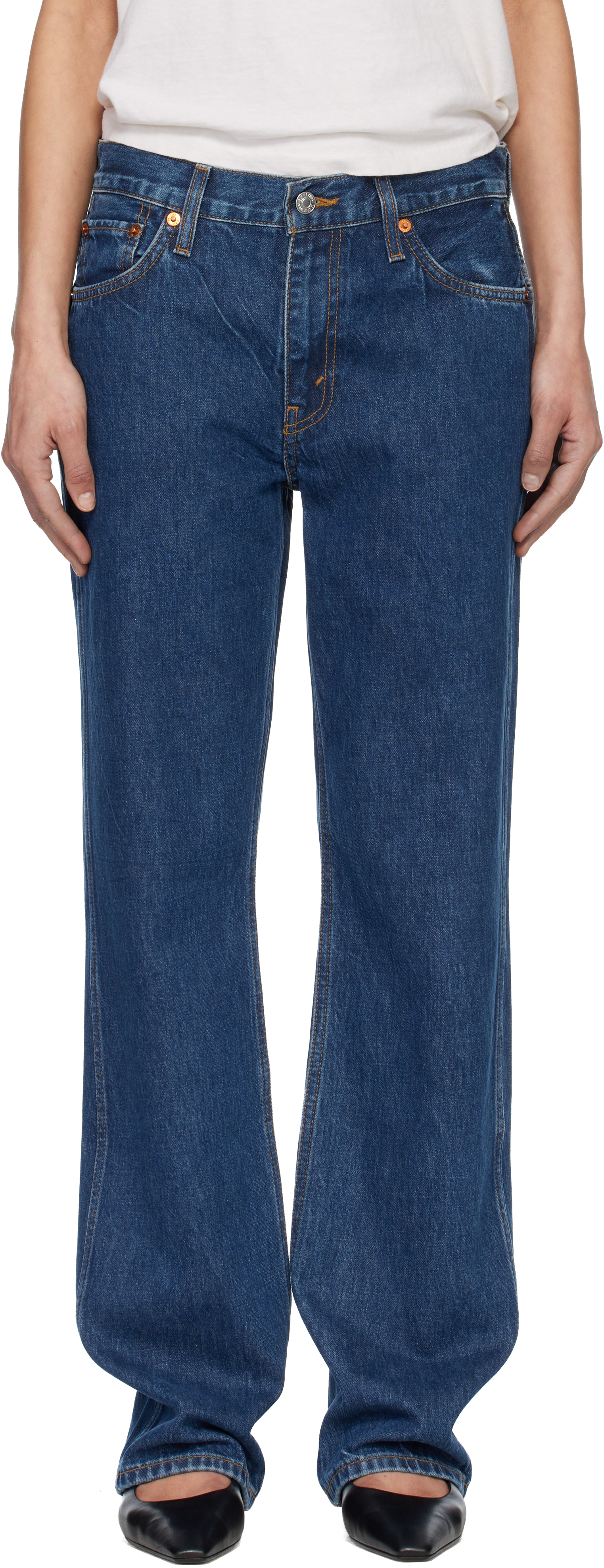 Blue 90s Mid Rise Loose Jeans