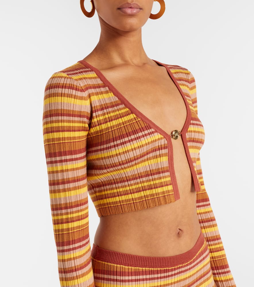 Ann ribbed-knit striped cropped cardigan