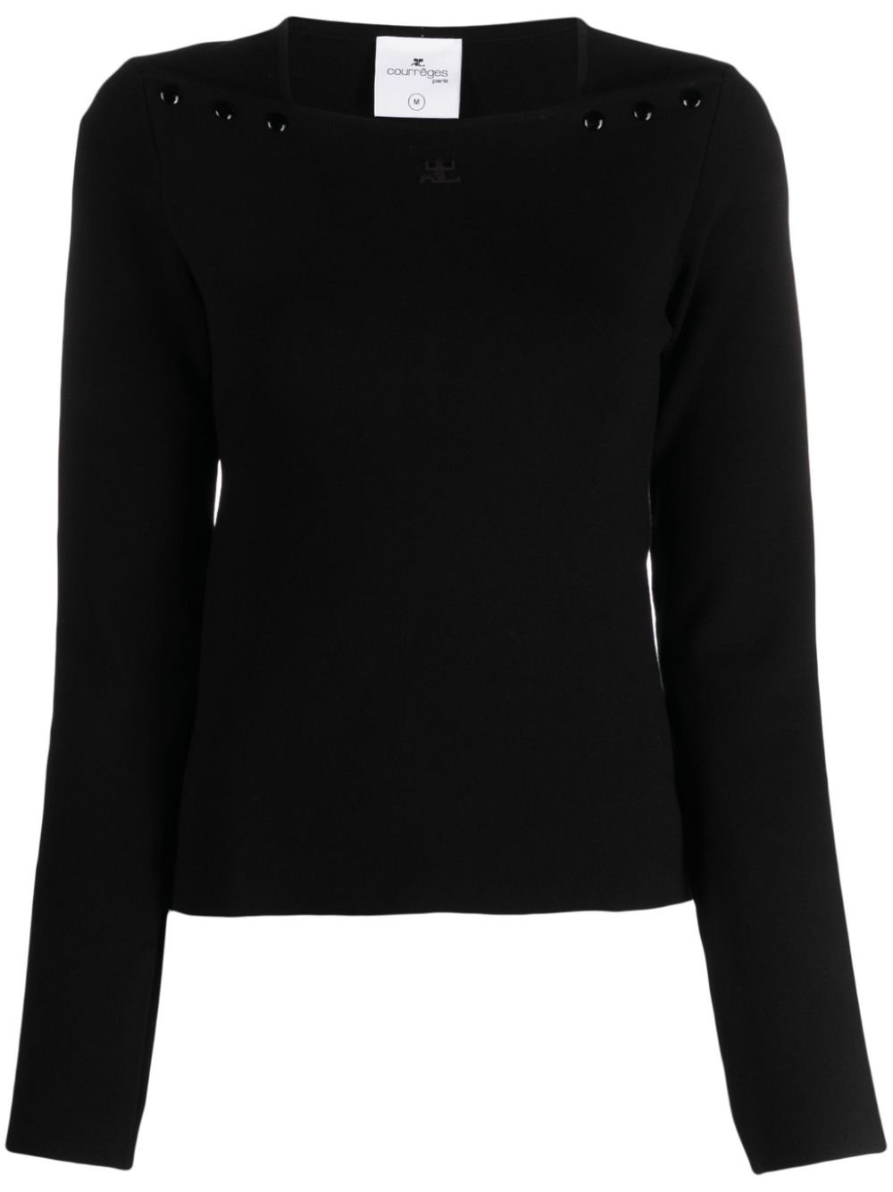Logo-embroidered square-neck sweatshirt - Black