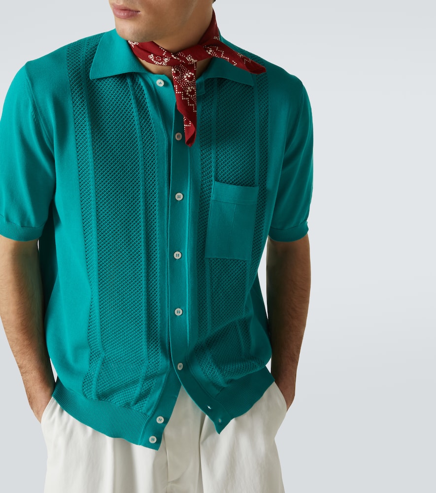 Pointelle knitted cotton cardigan