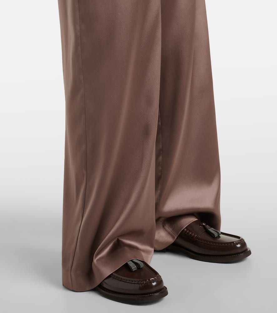 Silk-blend satin wide-leg pants