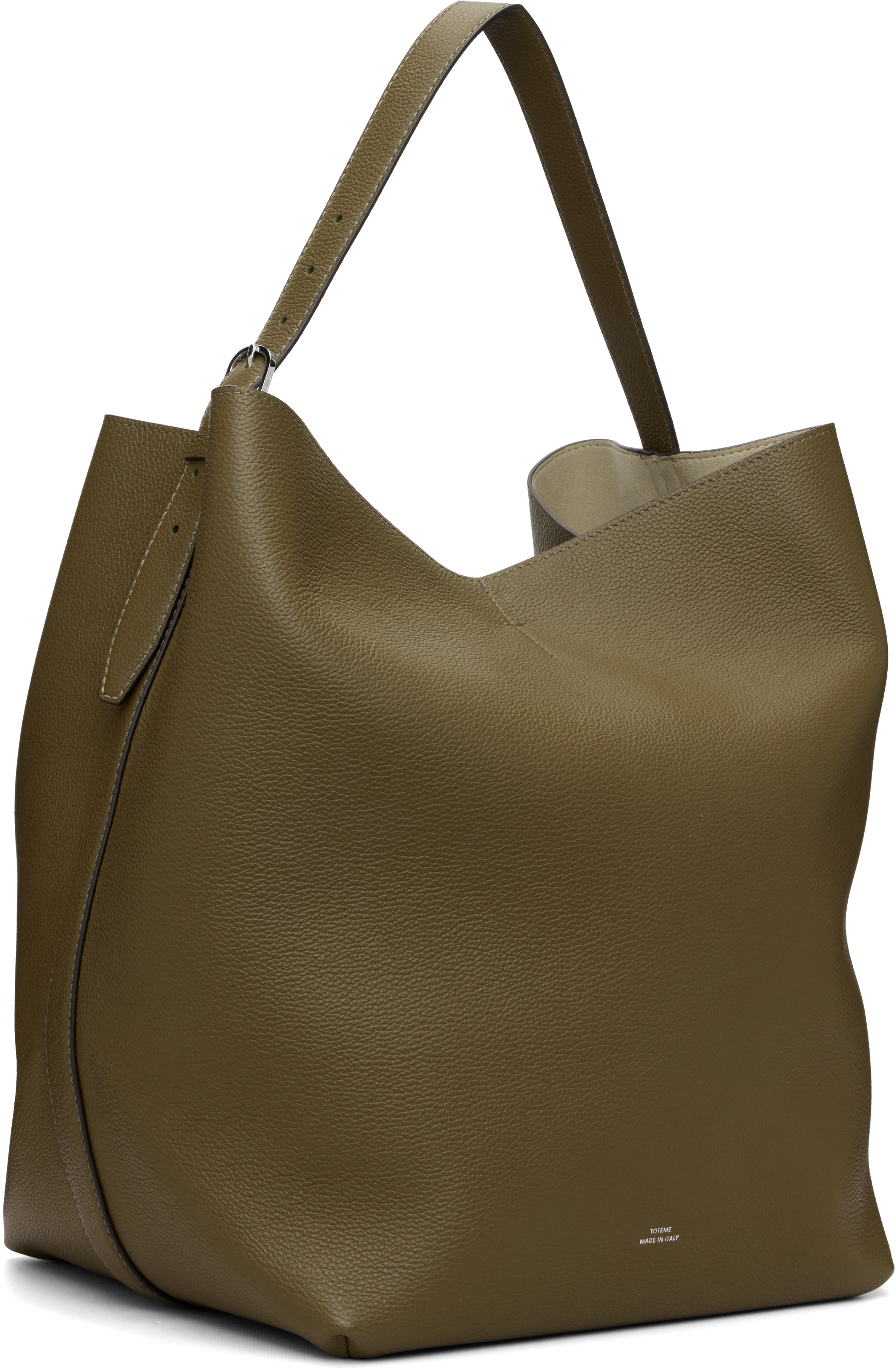 Brown Belted Grained-Leather Tote