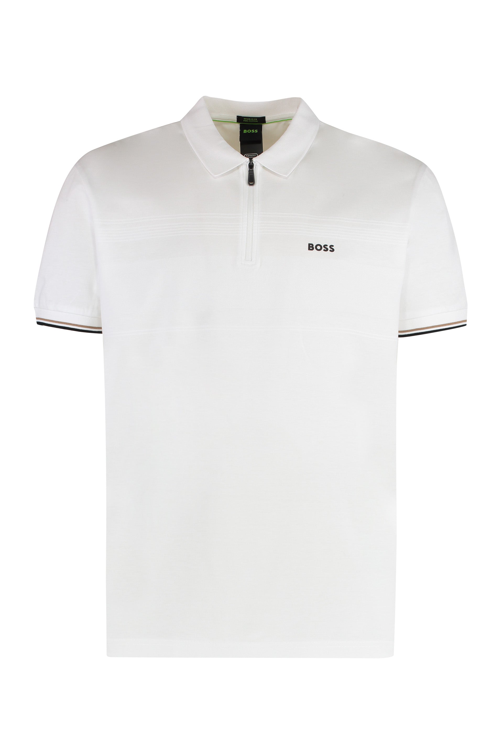 Ribbed-Edge Cotton Polo Shirt — White