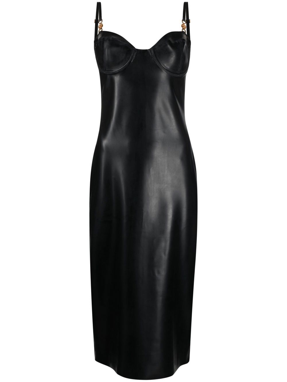 Sweetheart-neck sleeveless dress - Black