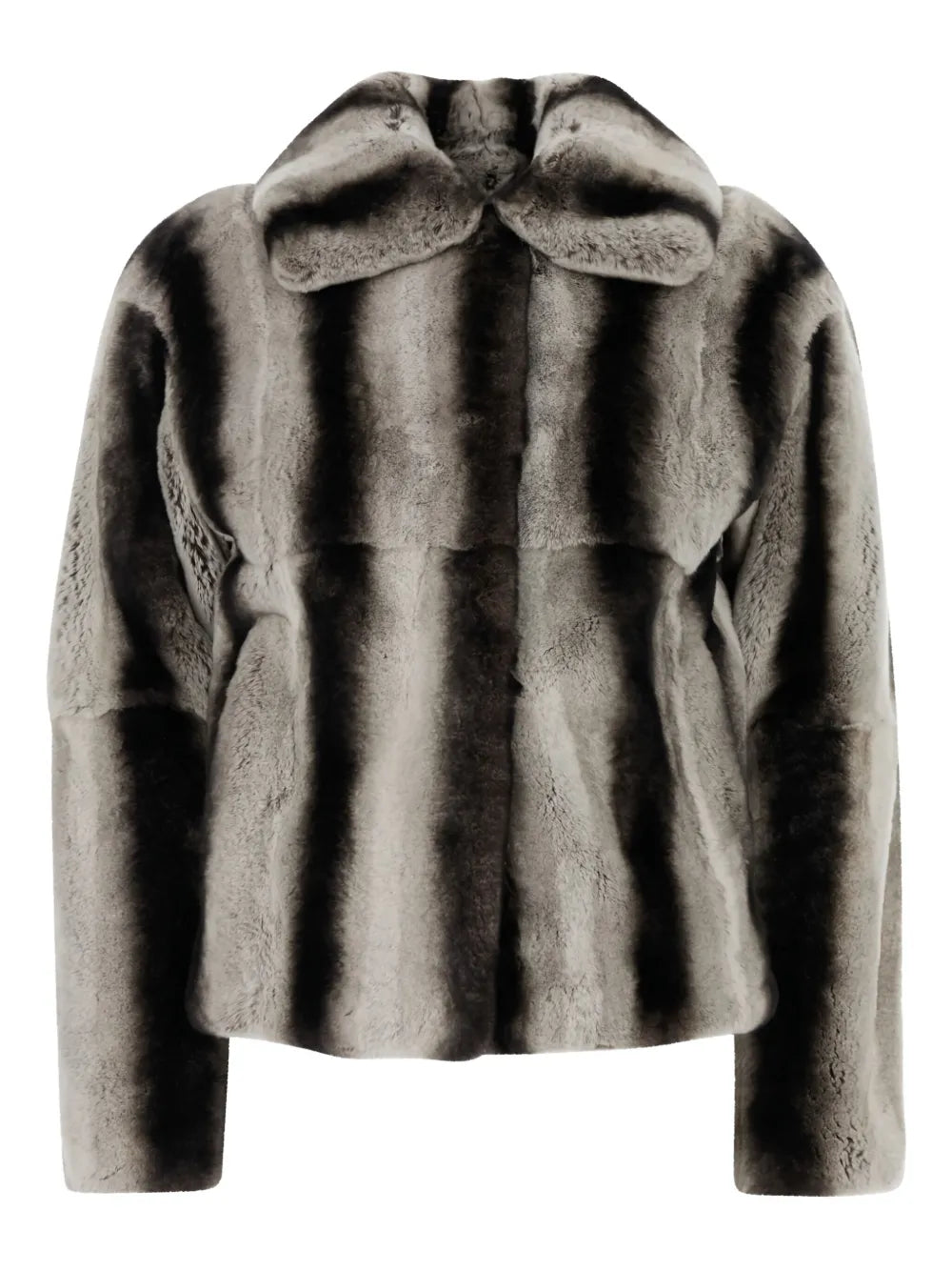 Striped Mink Jacket — Grey