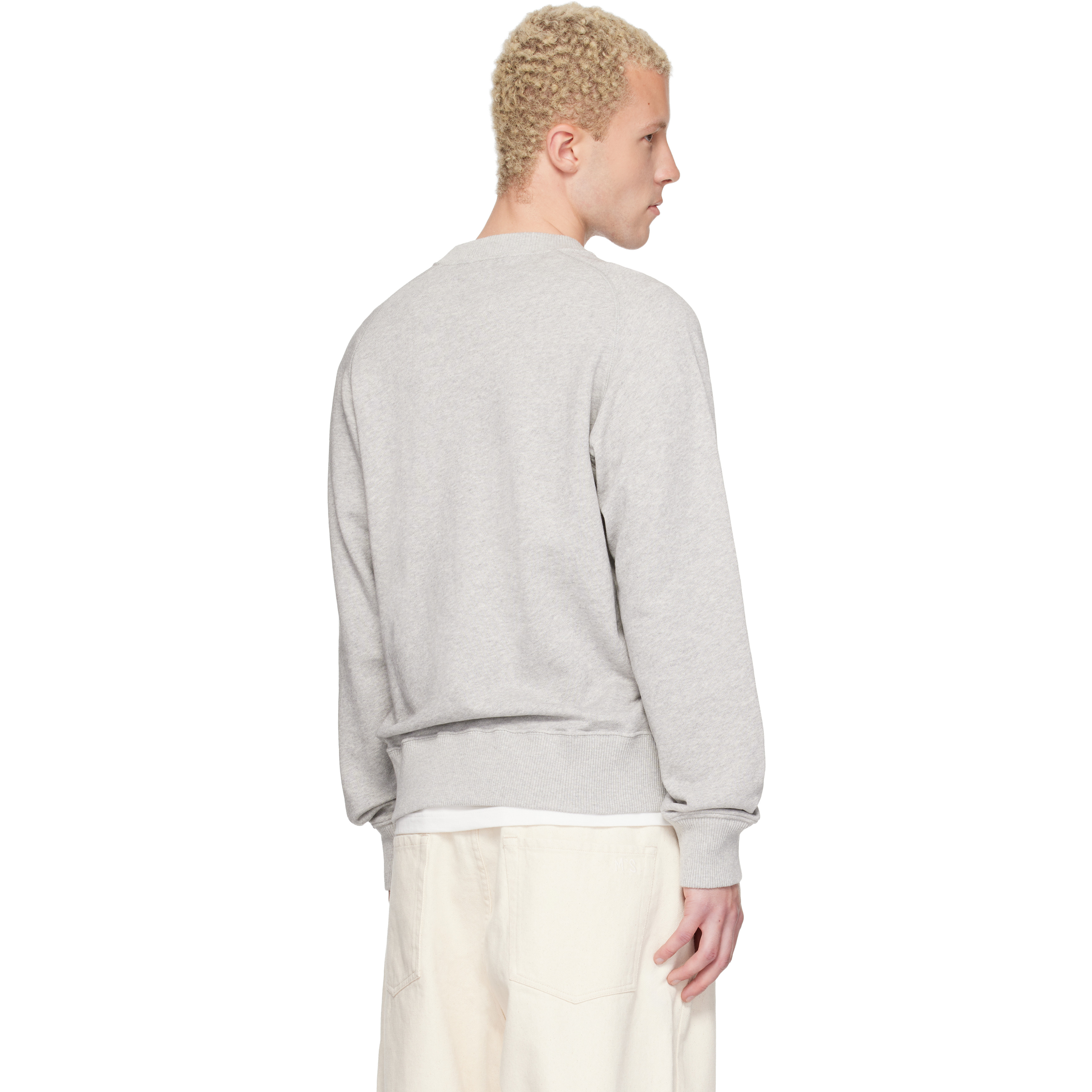 Gray Retro Fleece Raglan Cotton Sweatshirt