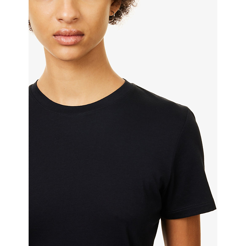 Womens Coastal Blue Essential Round-neck Cotton-jersey T-shirt L