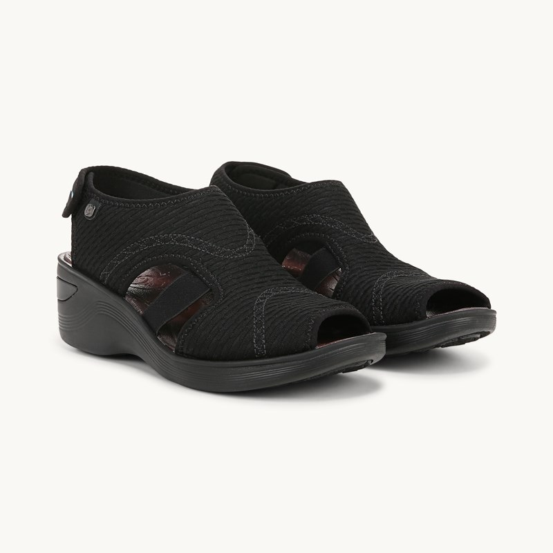 For Shoes Dream Wedge Sandal Black Fabric