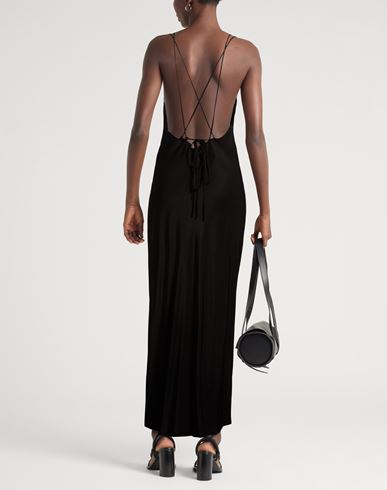 Woman Maxi dress Black Size 6 Rayon, Viscose, Linen