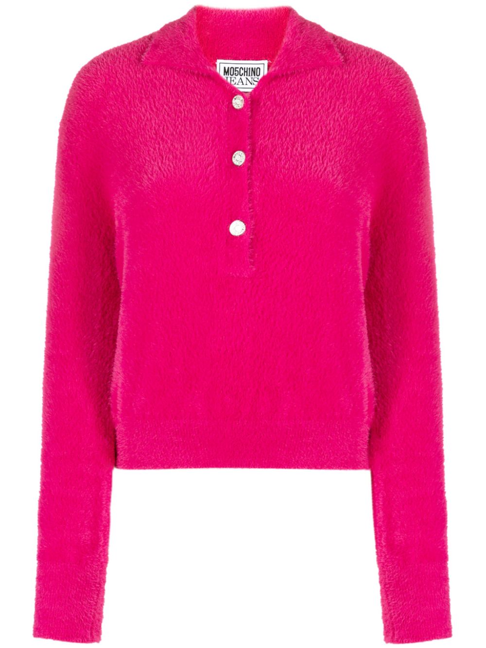 Knitted long-sleeve polo collar - Pink