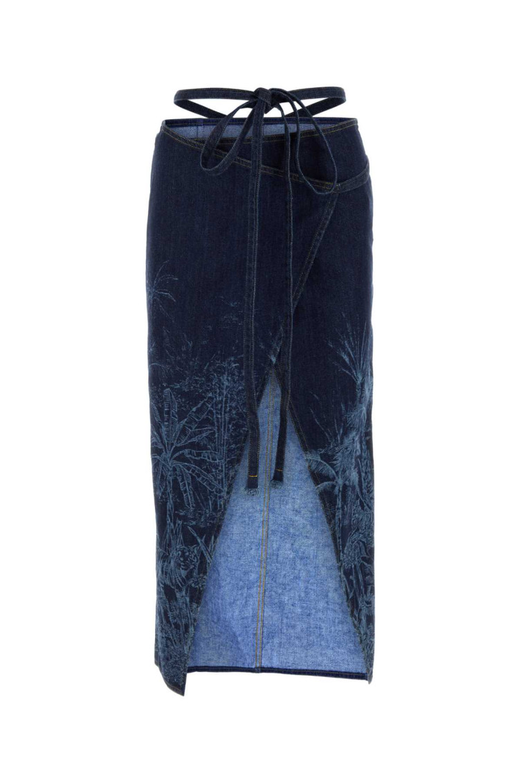 Jungle Toile de Jouy denim skirt - Blue