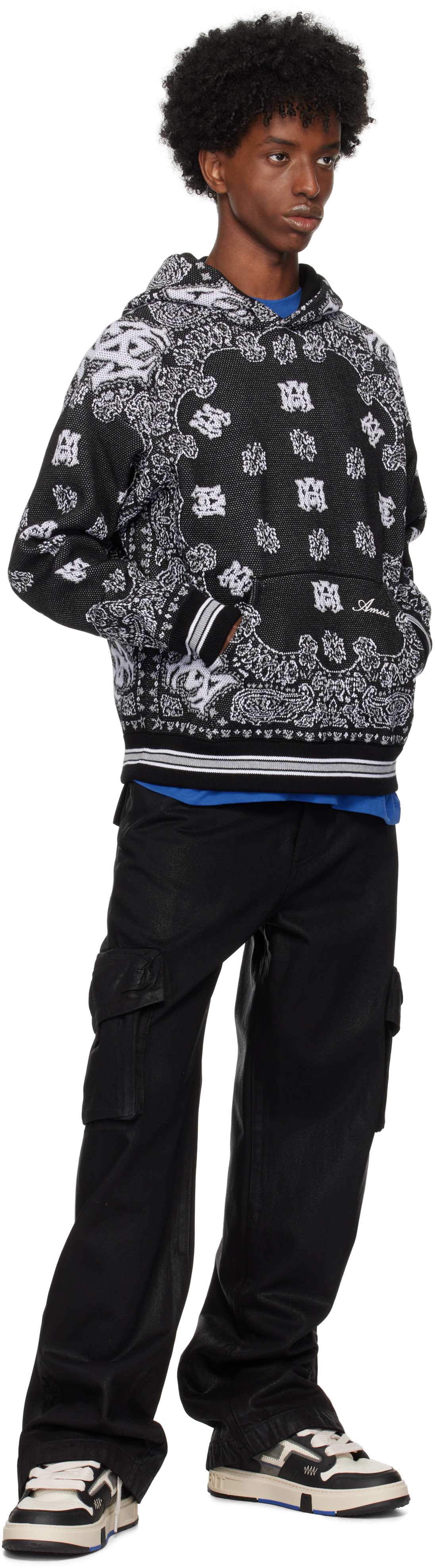 AMIRI Black & White Bandana Hoodie