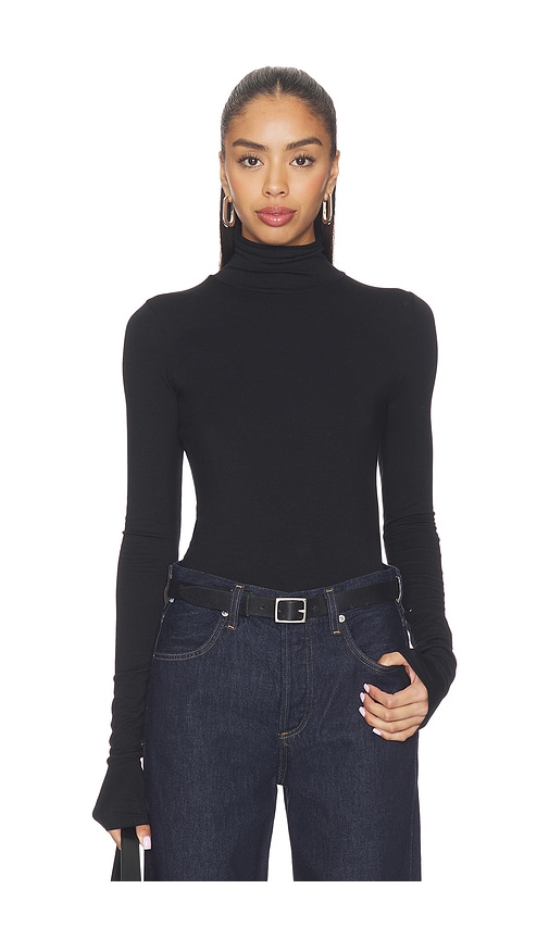 Eterne Fitted Turtleneck Top in Black - Black.  L also in