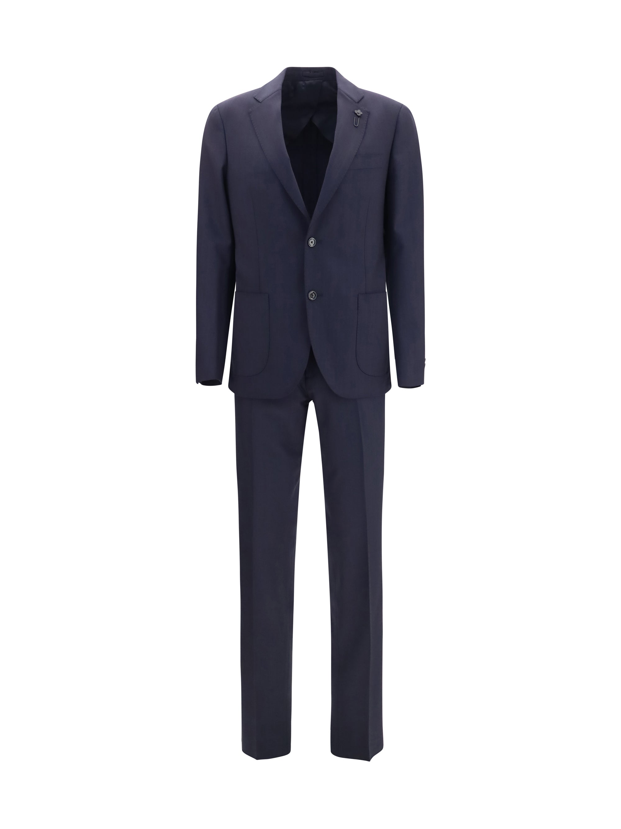 Wool-Blend Tailored Pant Suit — Navy