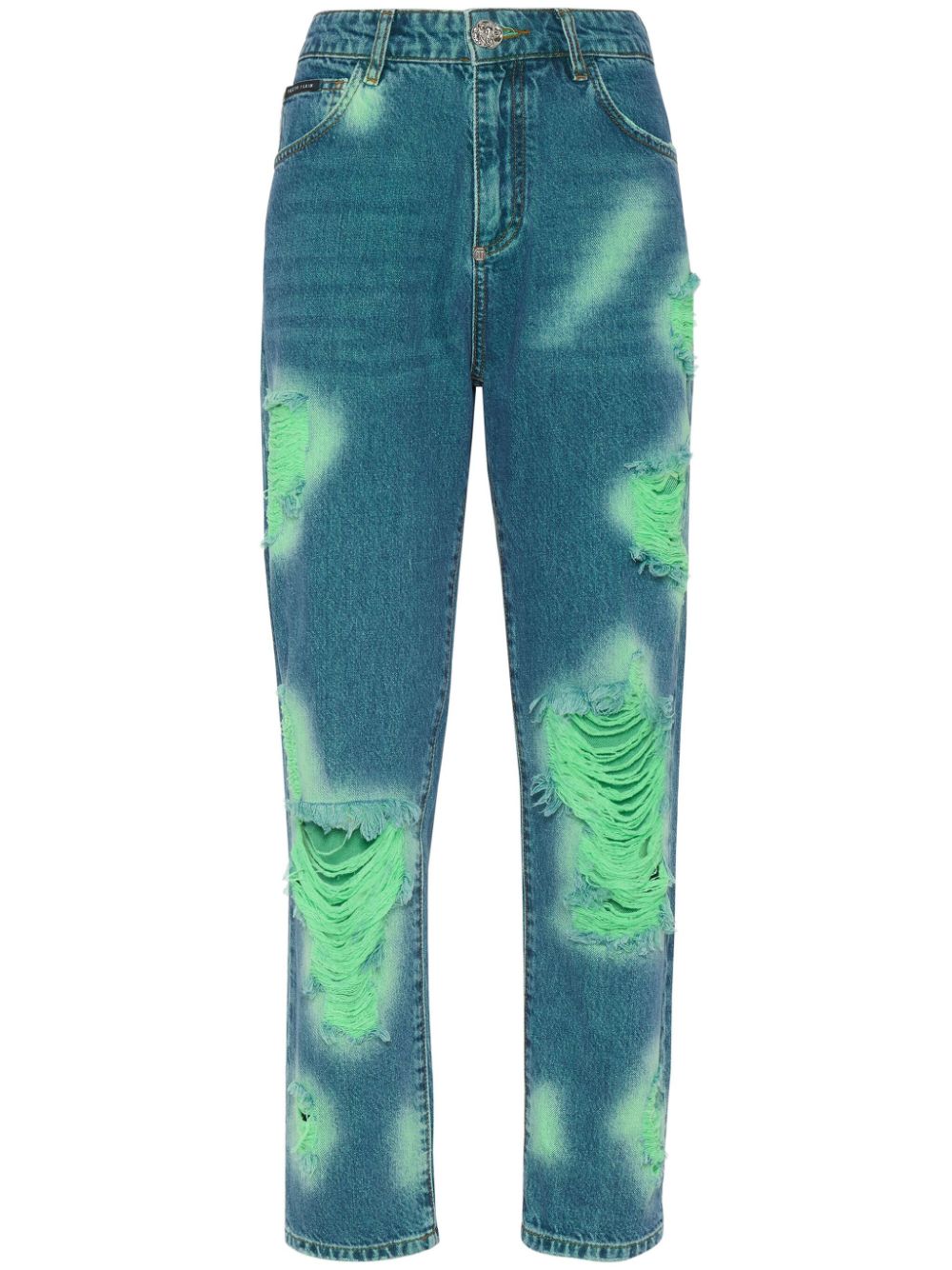 Tie-dye frayed jeans - Blue