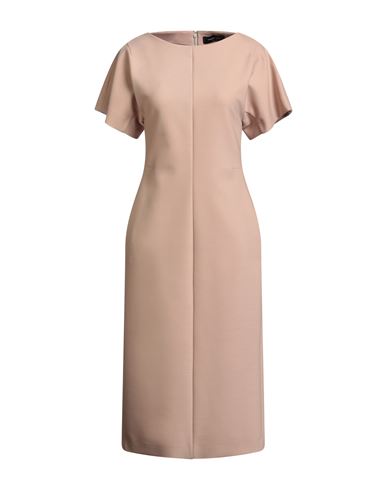 Woman Midi dress Sand Size 8 Polyester, Virgin Wool, Elastane