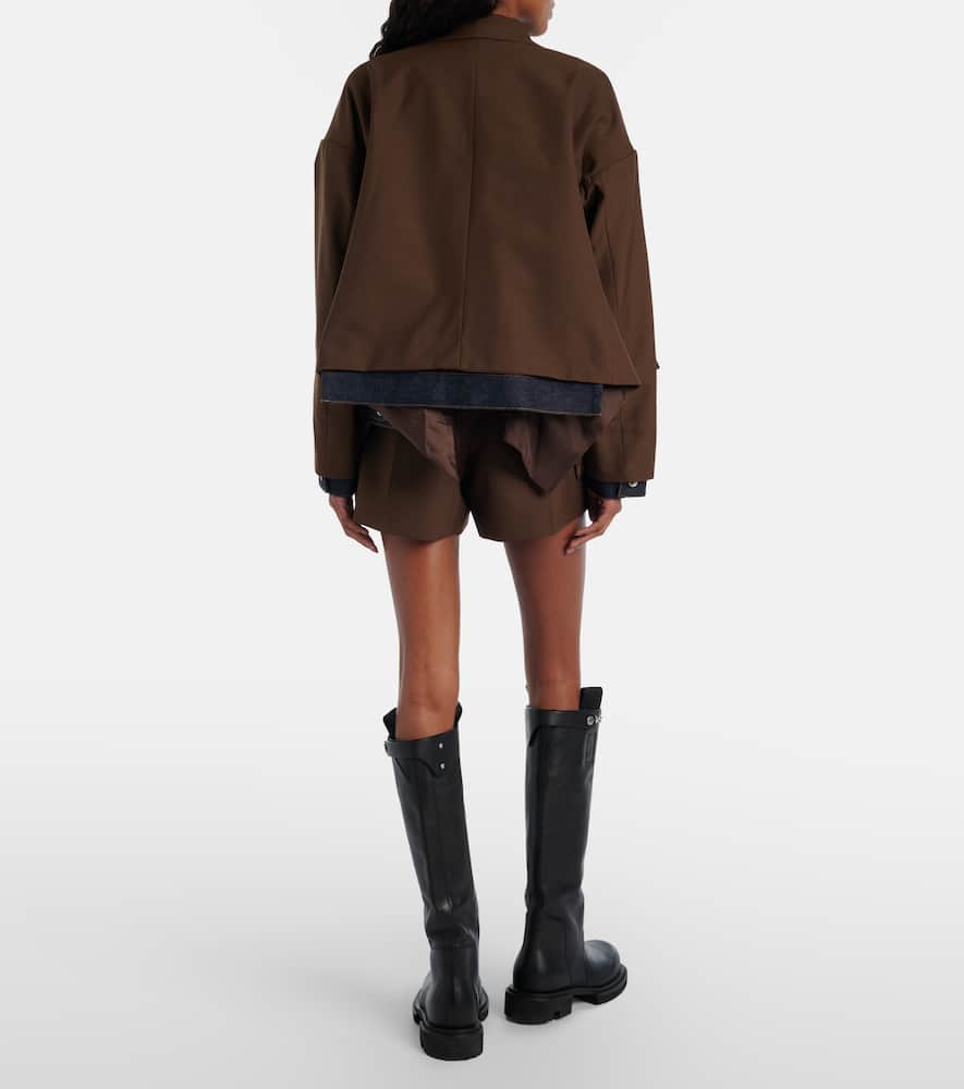 Belted satin-trimmed shorts