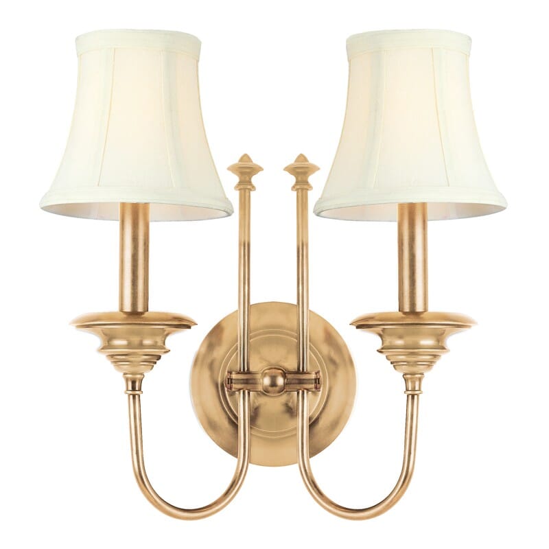 Yorktown 2-Light 14" Wall Sconce in Aged Bra