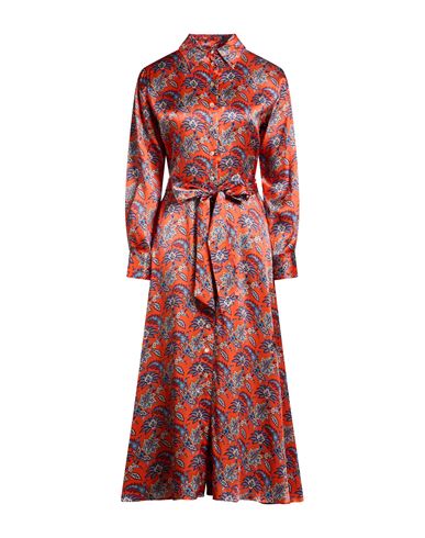 Woman Midi dress Orange Size 10 Silk