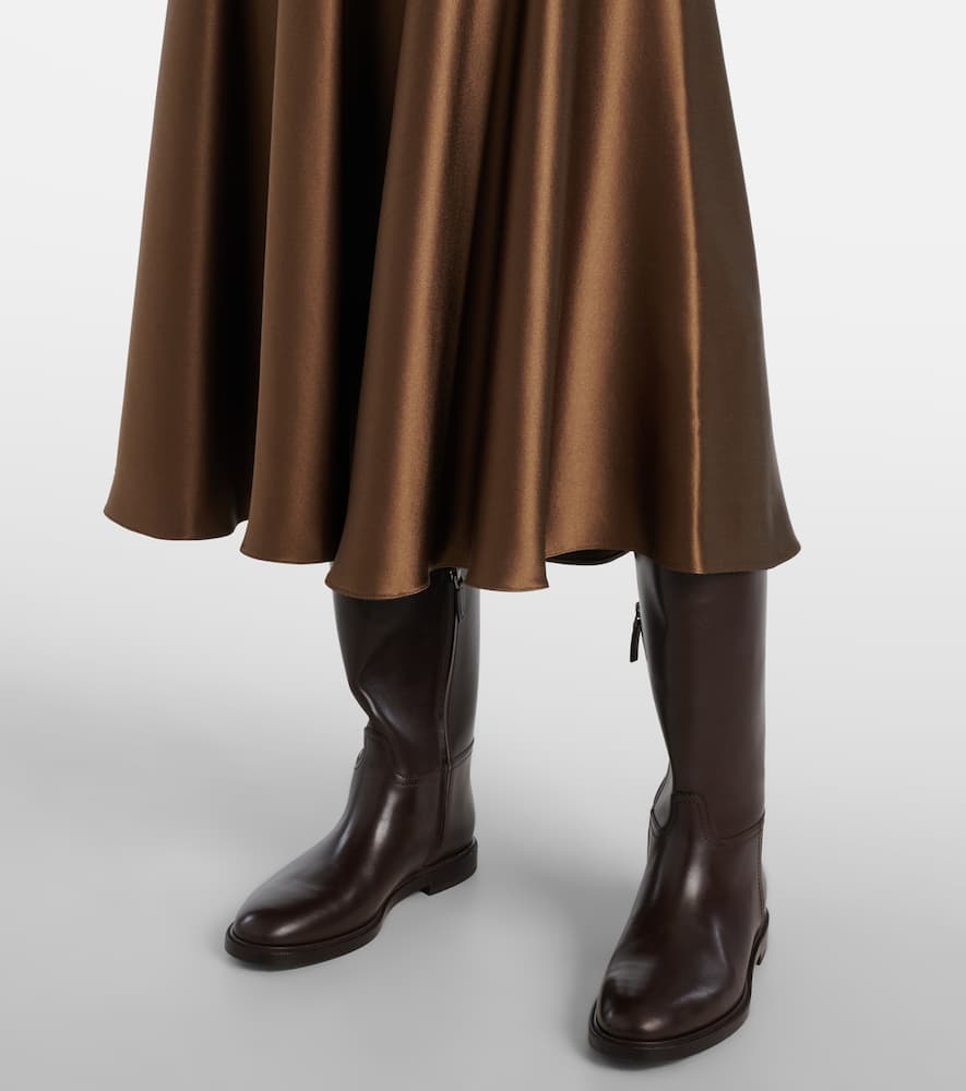 Ames silk satin midi skirt