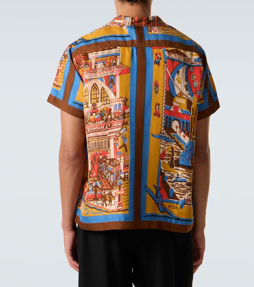 Manhattan Island printed silk bowling shirt