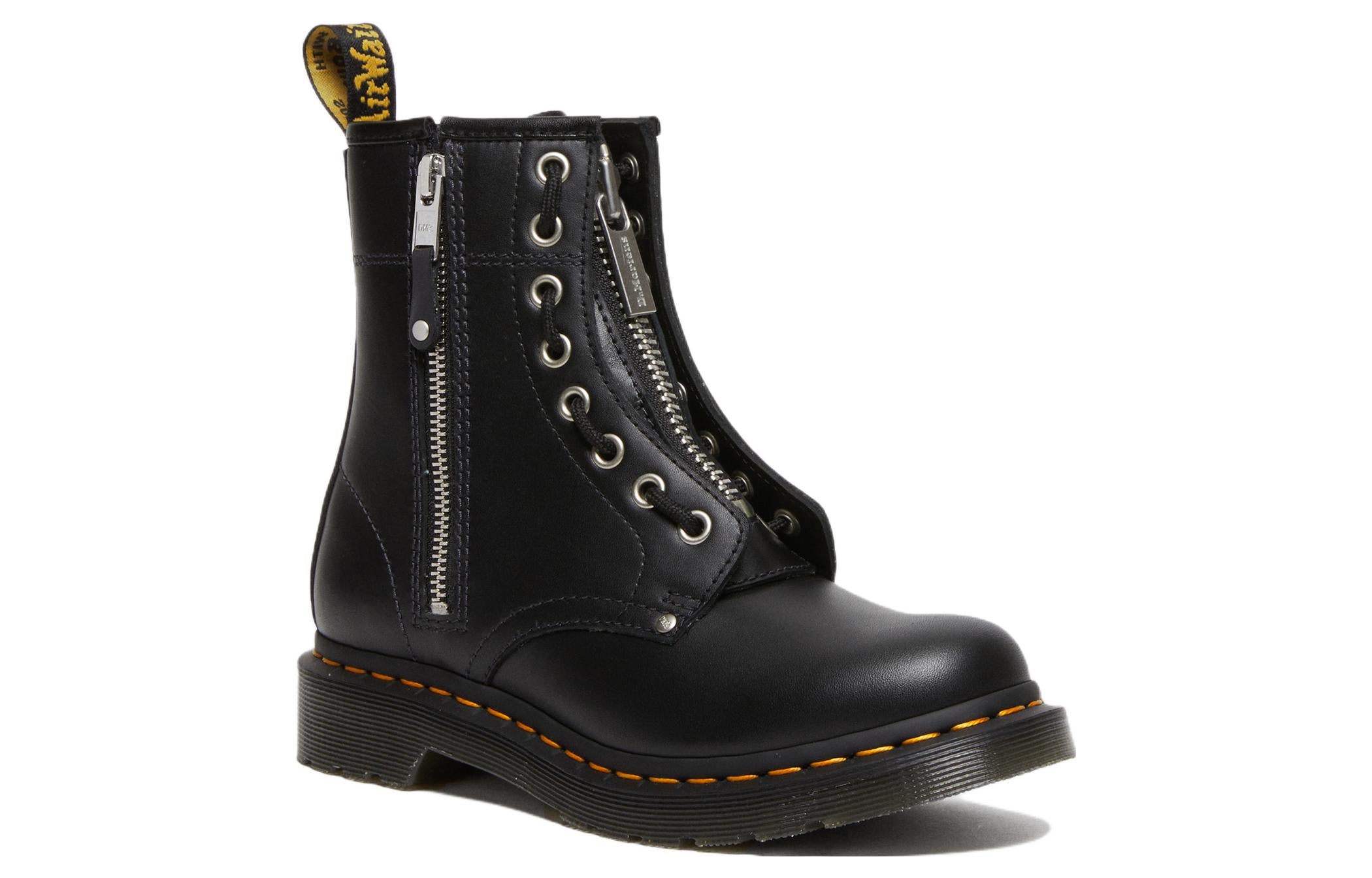 (WMNS) 1460 Double Zip Leather Lace Up Boots 'Black'