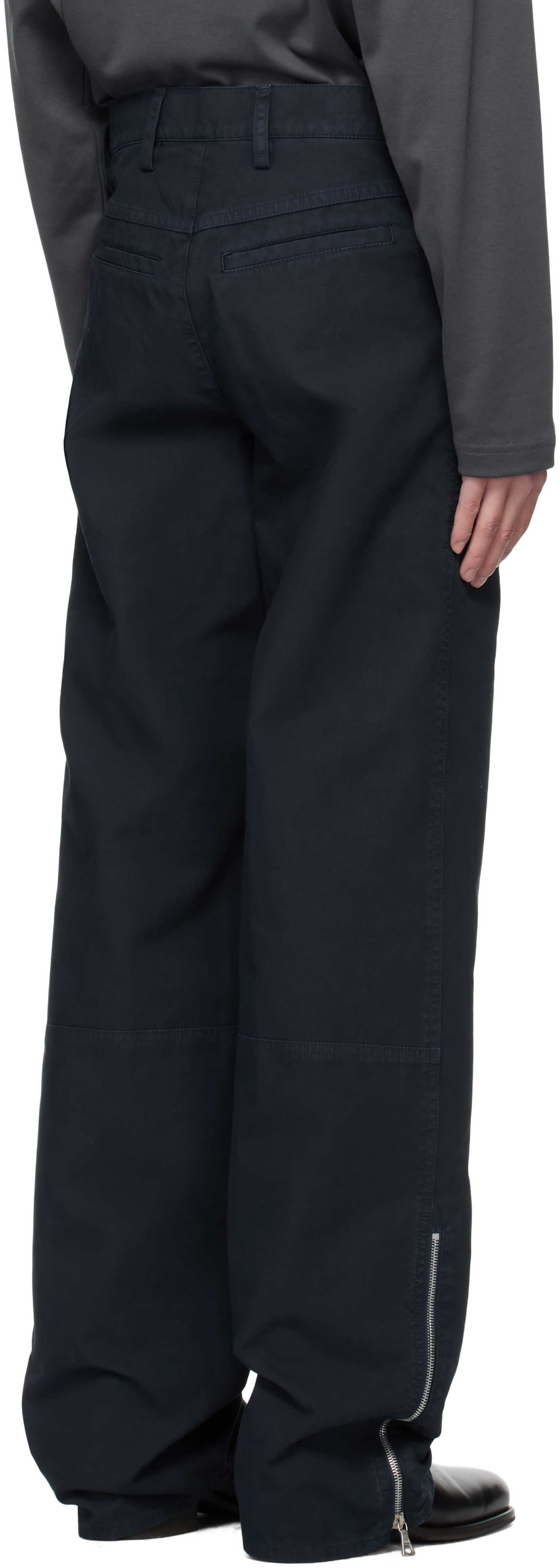Navy Zip Trousers