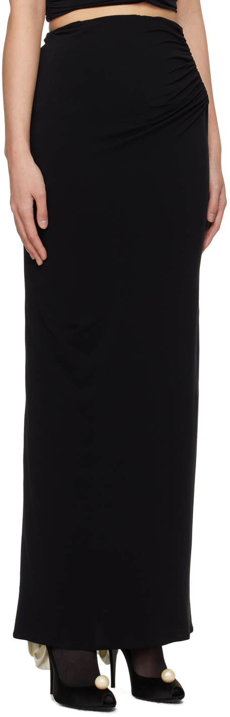 Magda Butrym Black Hip Plunge Maxi Skirt