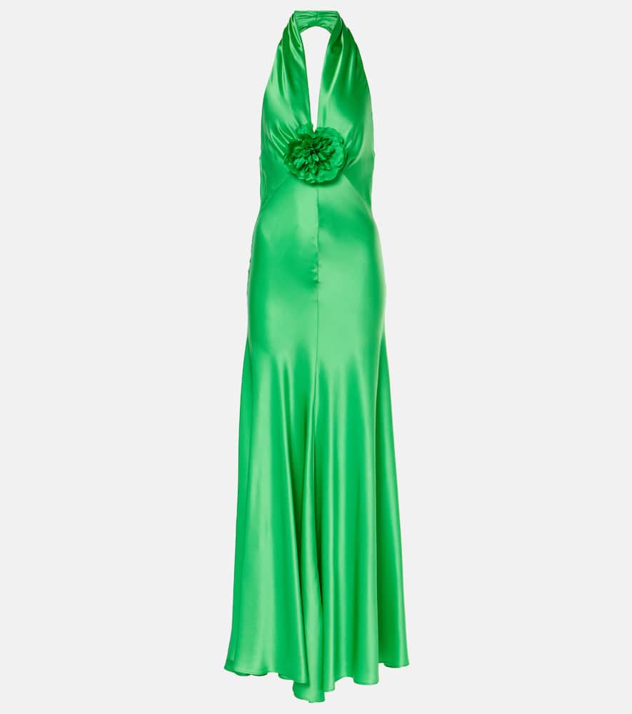 Rose halterneck silk gown