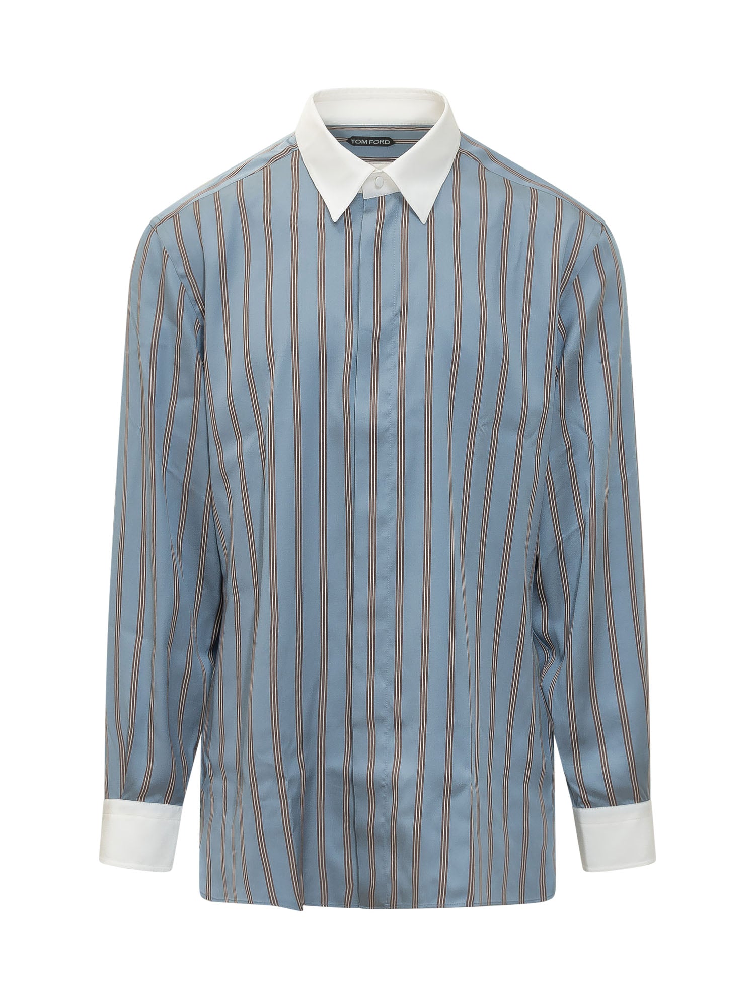 Stylish Striped Mini Shirt with Unique Collar