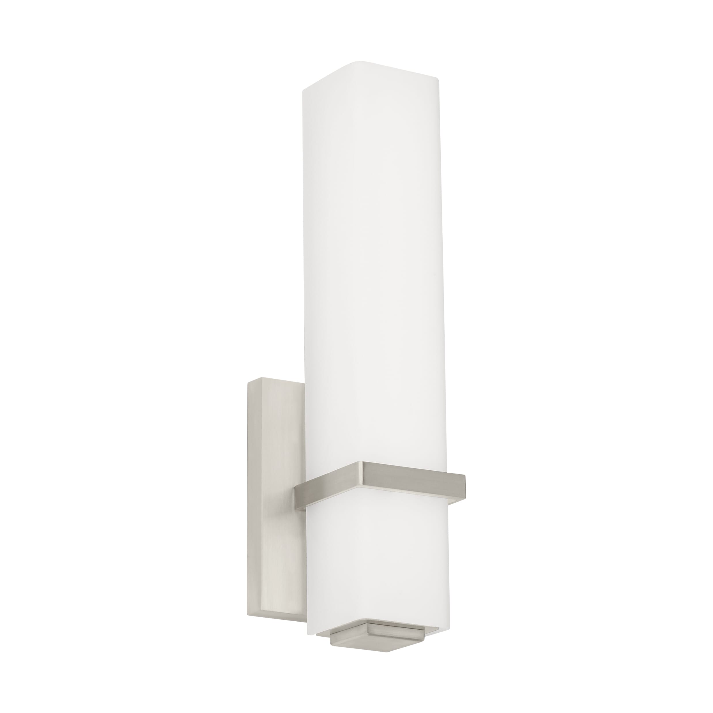 Milan 3000K LED 4" Bathroom Vanity Light in Satin Nickel and White Gla