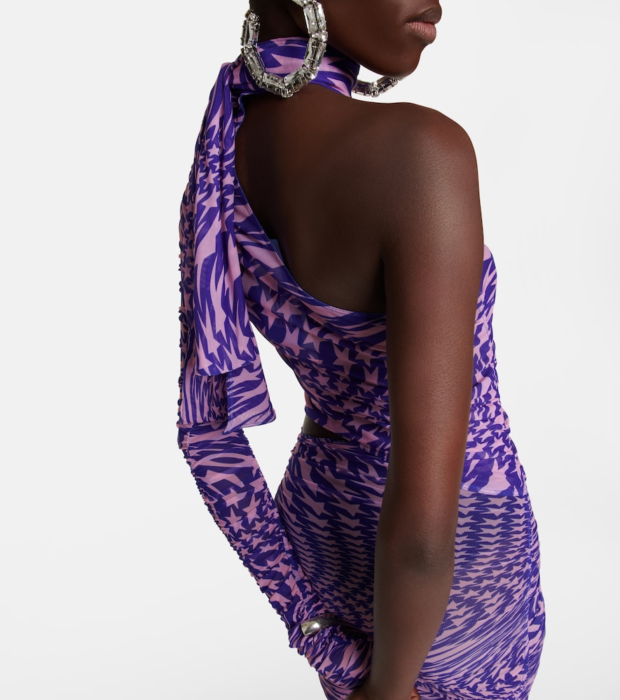 Printed mesh cutout minidress