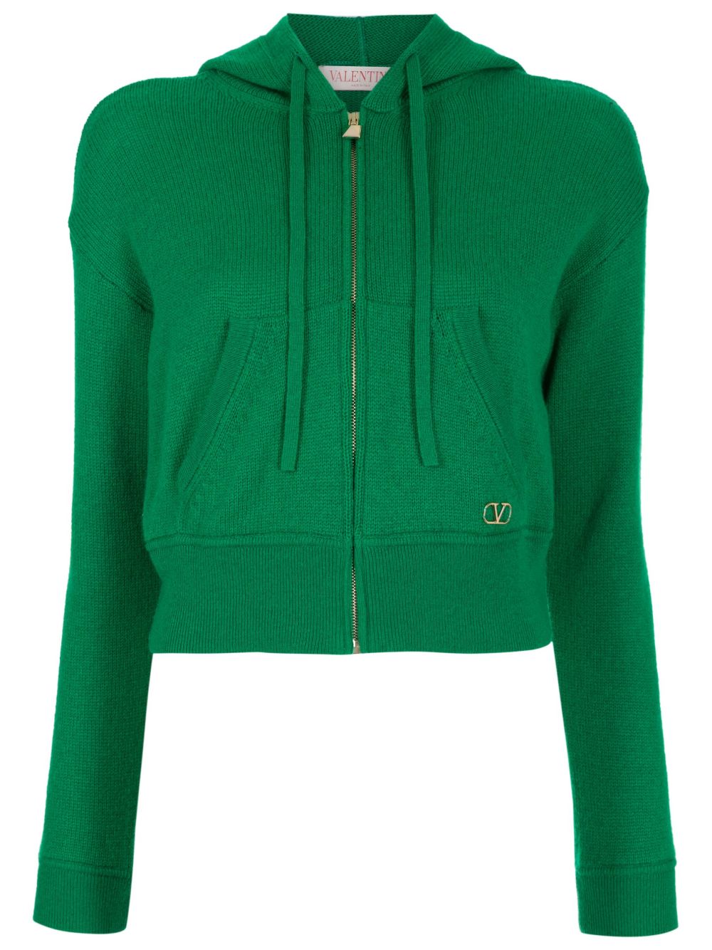 Valentino Garavani logo-plaque cashmere hoodie - Green