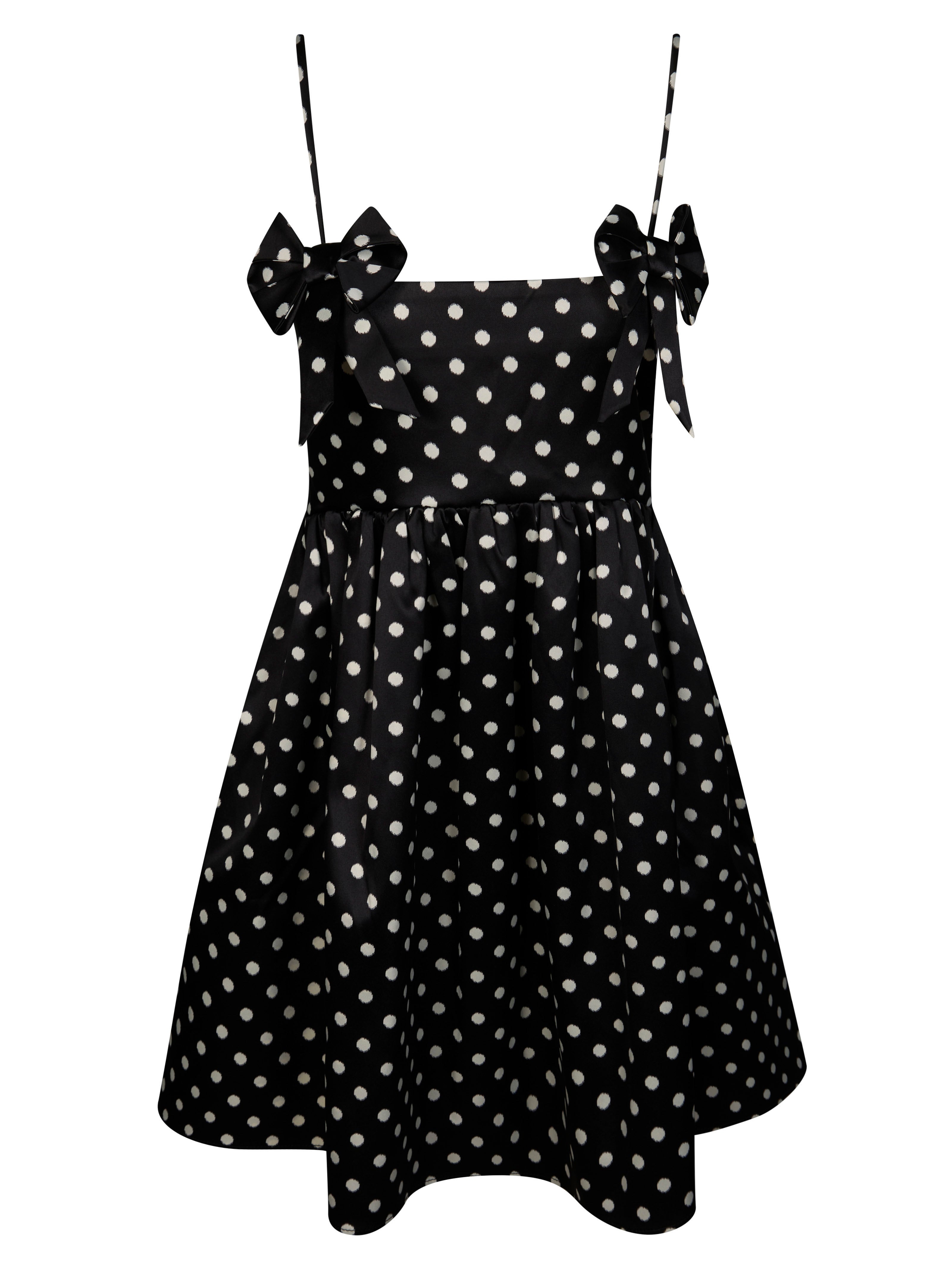 Mini Gown with Spaghetti Straps and Polka Dot Print