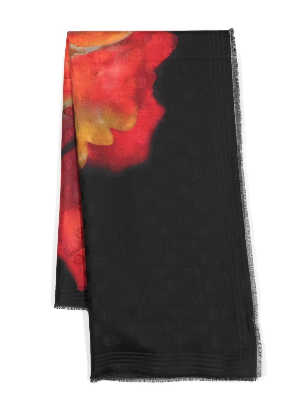 Solarised skull-pattern scarf - Black