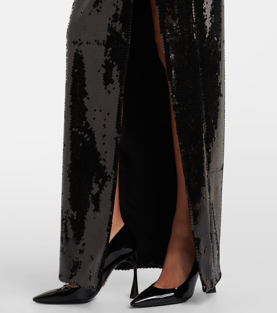 Chain-detail sequined gown