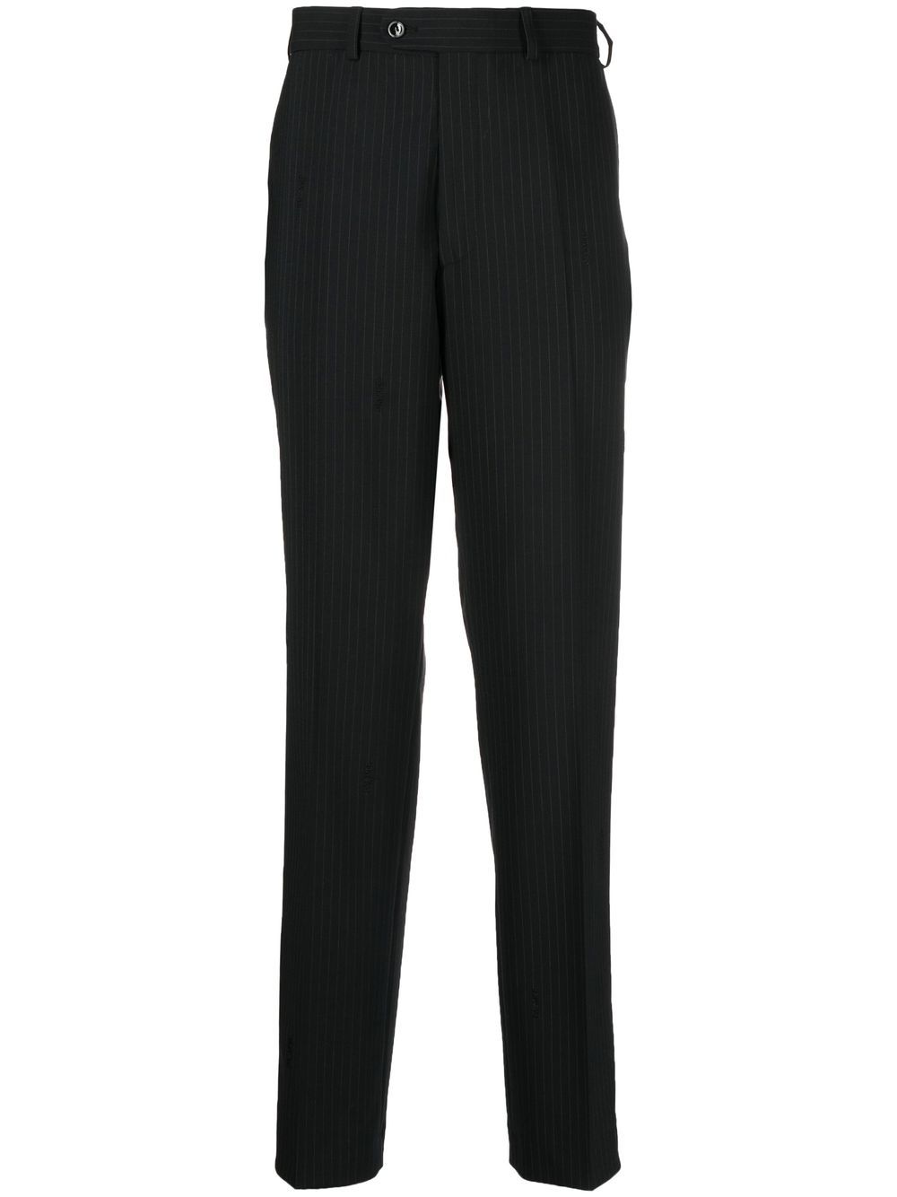 Pinstripe tailored suit trousers - Black