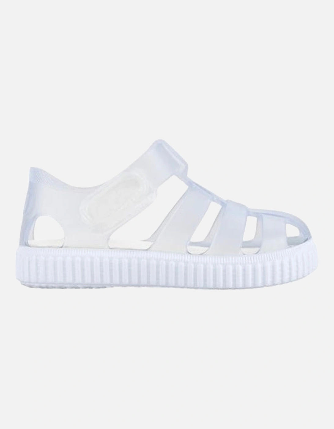 Igor Girl's White Clear Velcro Strap Jelly Sandal