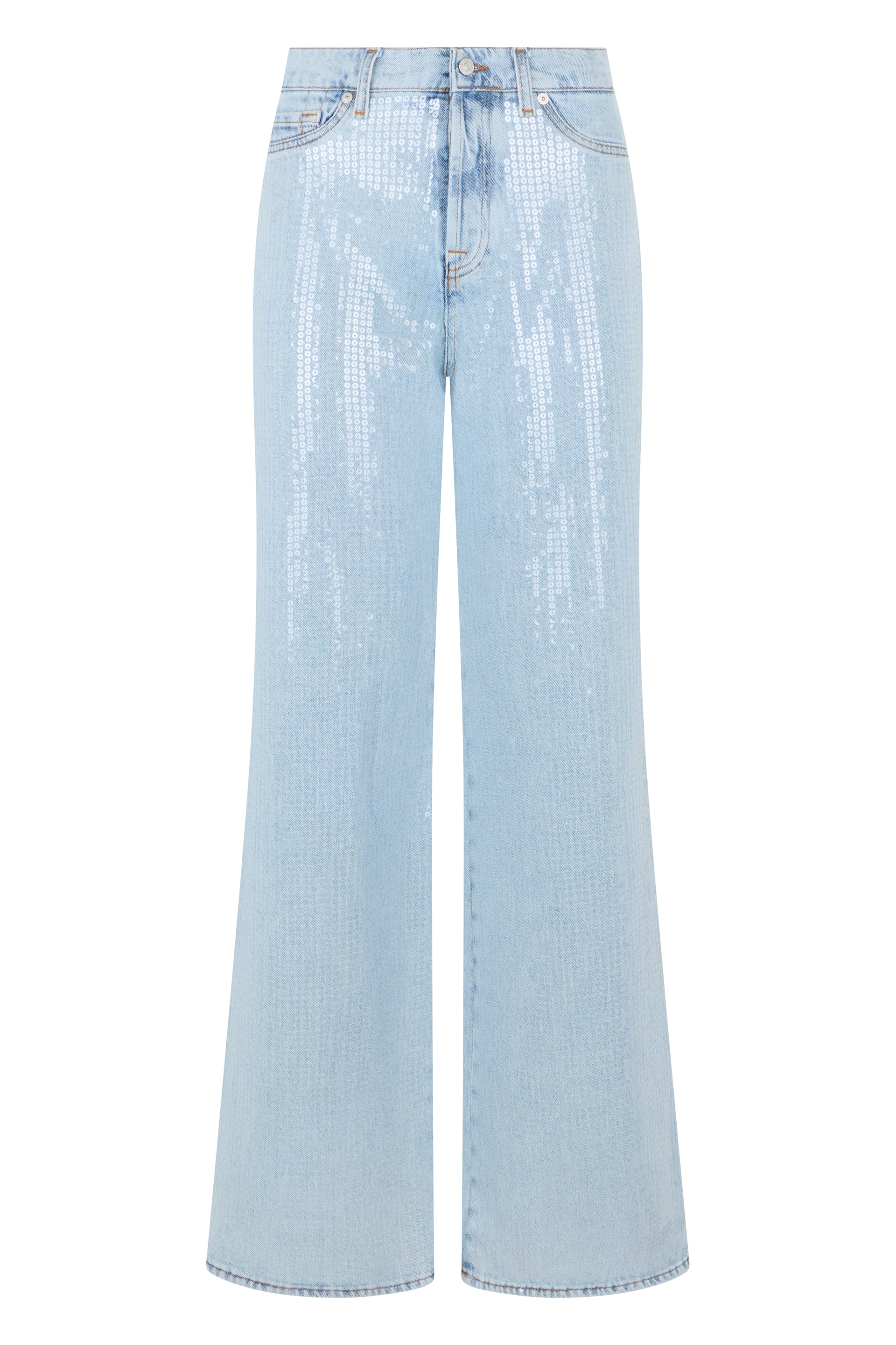 Women's High-Rise Sequin-Decorated Wide-Leg Jeans
