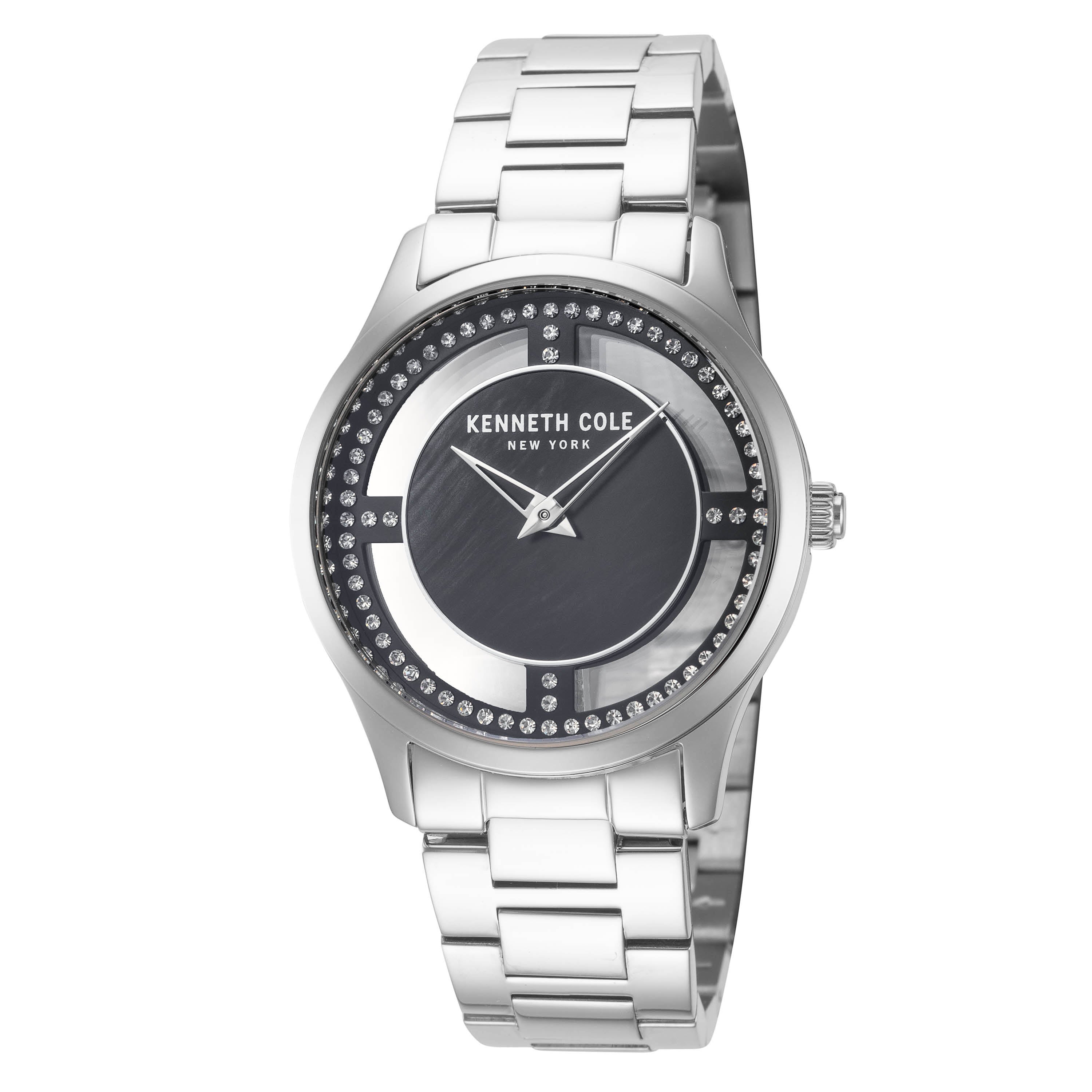 Crystal-Set Quartz Watch — Silver